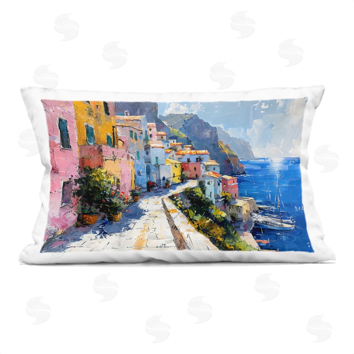 LSR Creative Studio Pathway Along The Coast Plush Polyester Art Print Pillow