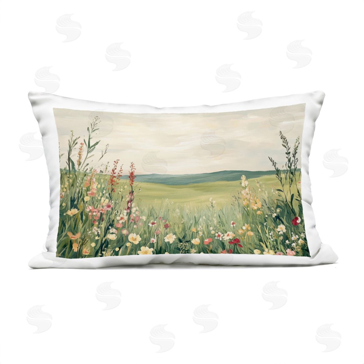 Petal Prints Design Nature's Meadow View Plush Polyester Art Print Pillow