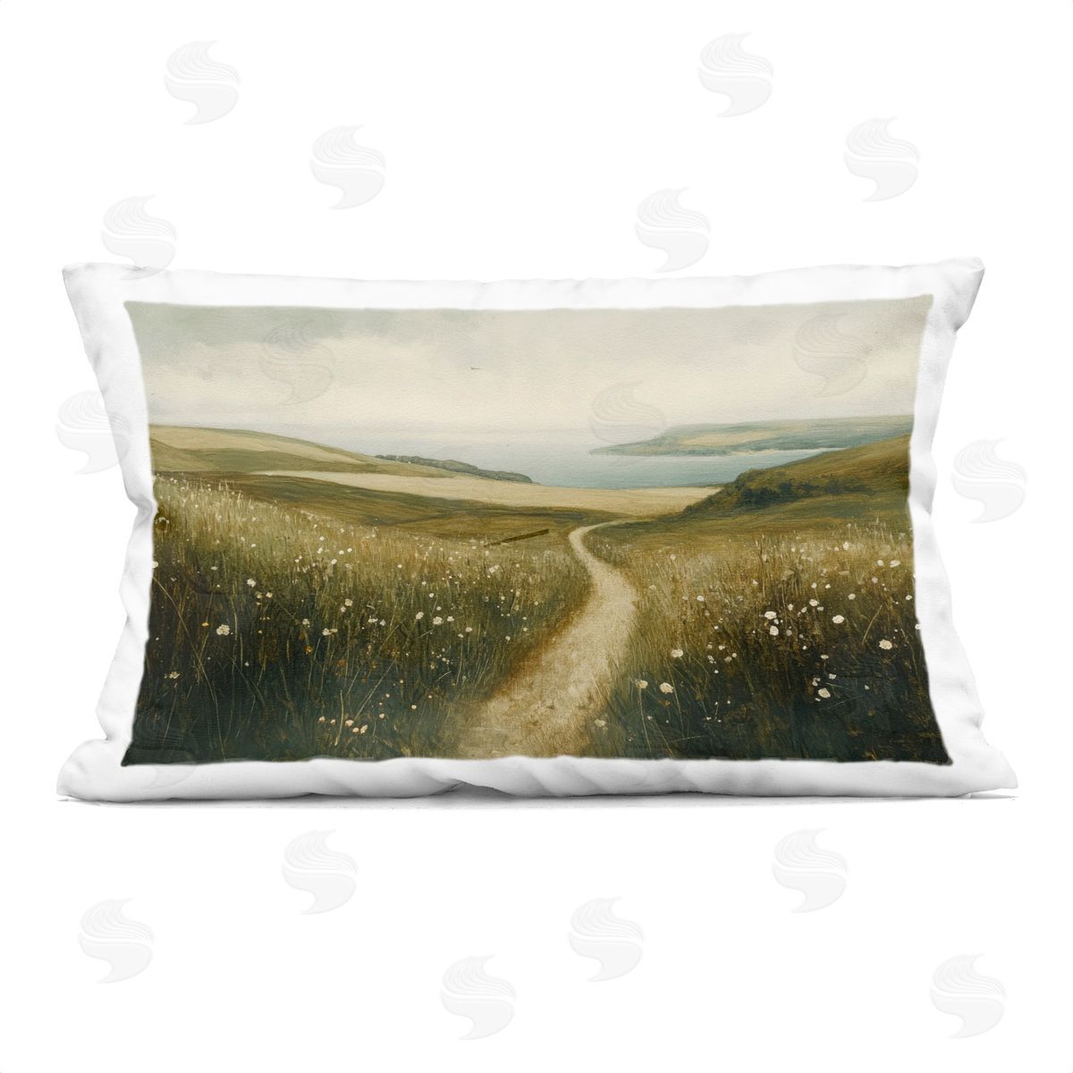 Petal Prints Design Path Through Daisies Plush Polyester Art Print Pillow