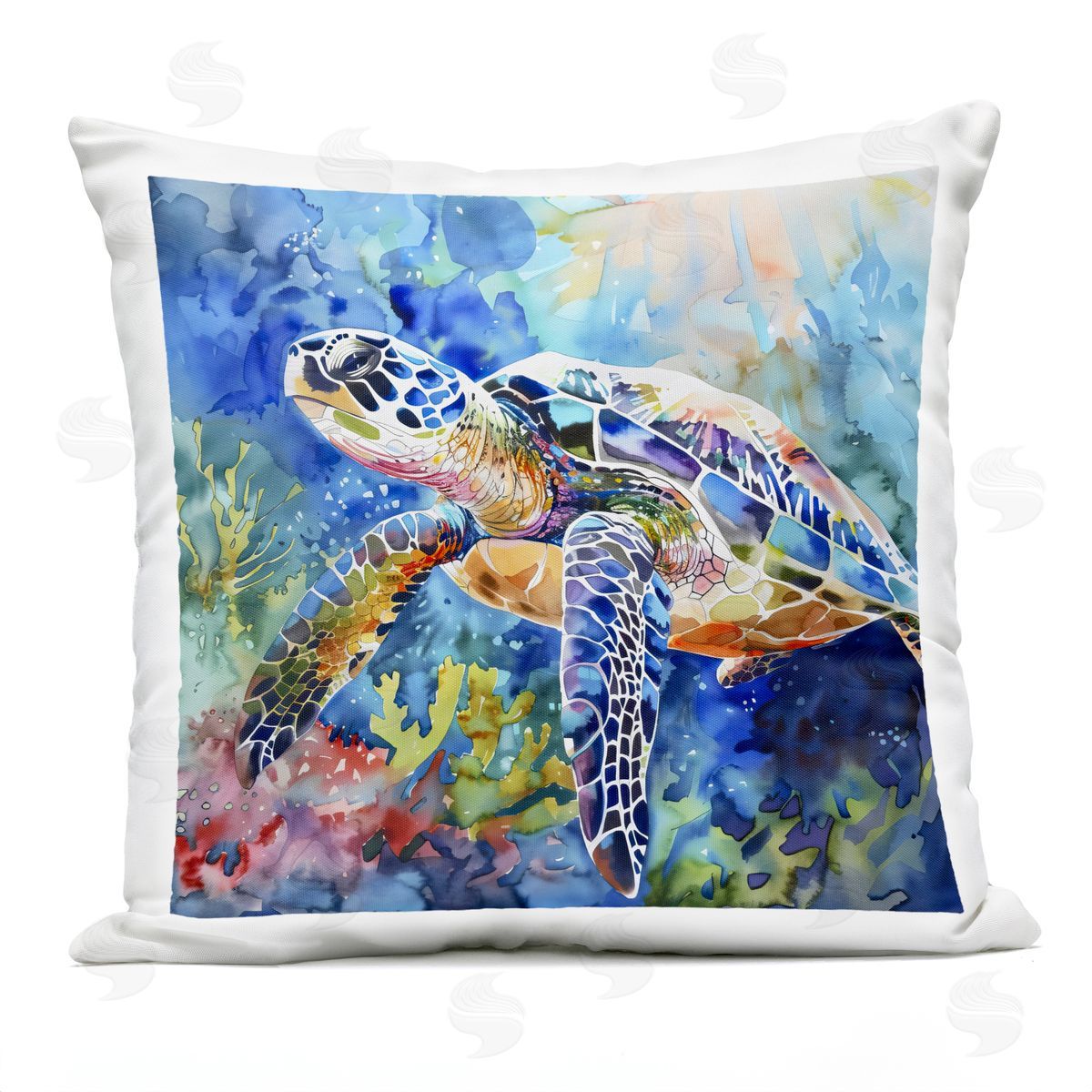 LSR Creative Studio Rainbow Turtle Reef Plush Polyester Art Print Pillow