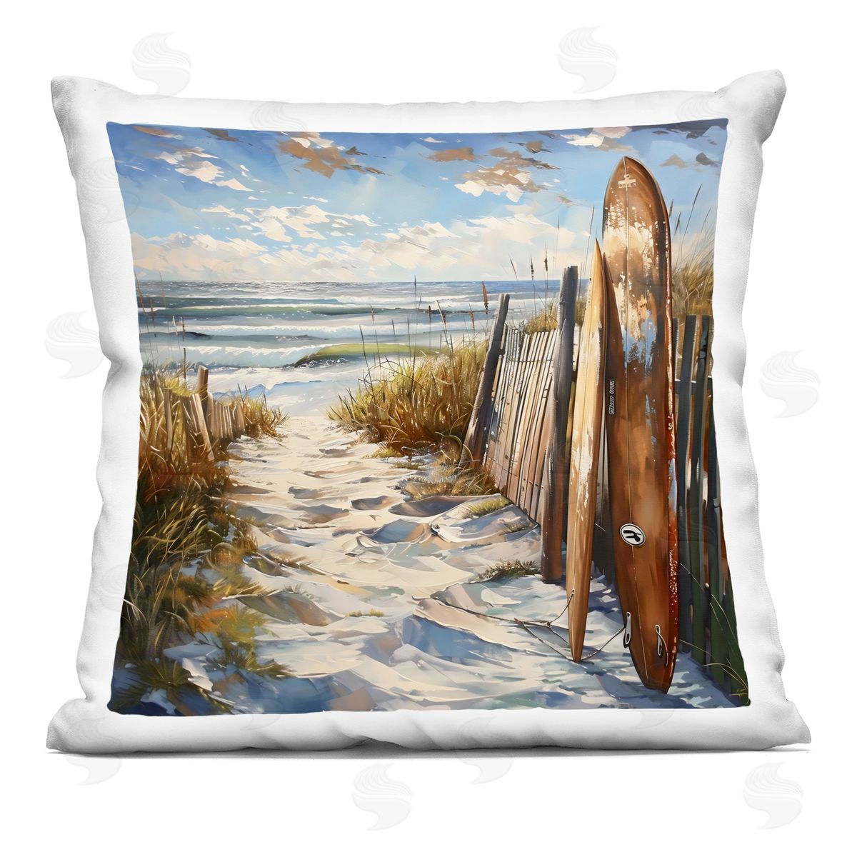 LSR Creative Studio Time To Surf Beach Plush Polyester Art Print Pillow