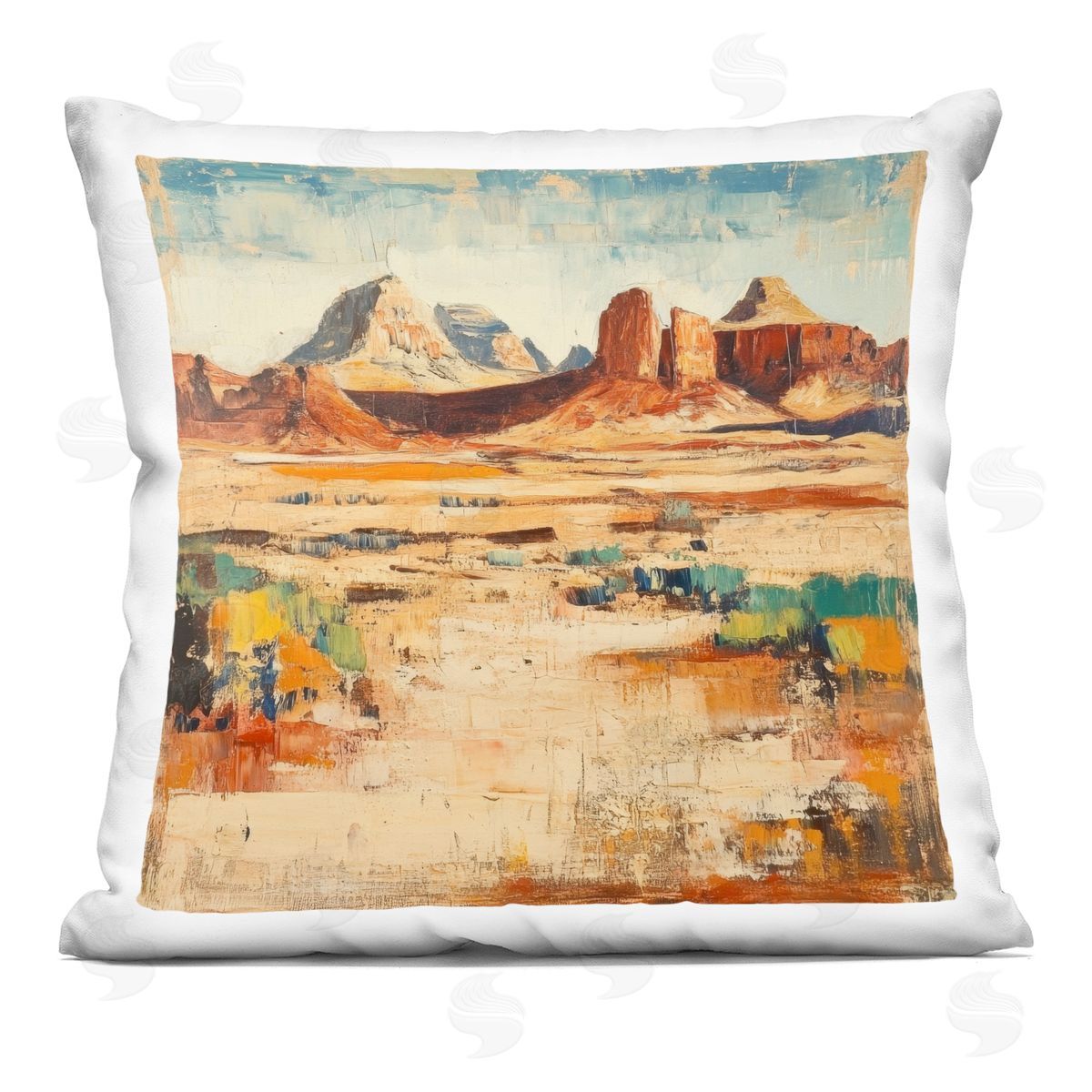 Petal Prints Design Wild West Desert Impression Plush Polyester Art Print Pillow