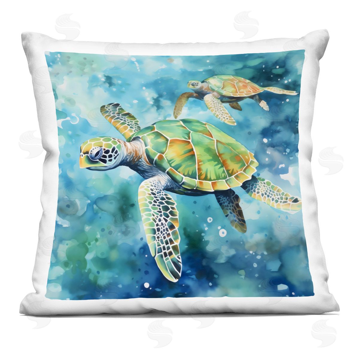 LSR Creative Studio Two Turtles Swimming Plush Polyester Art Print Pillow
