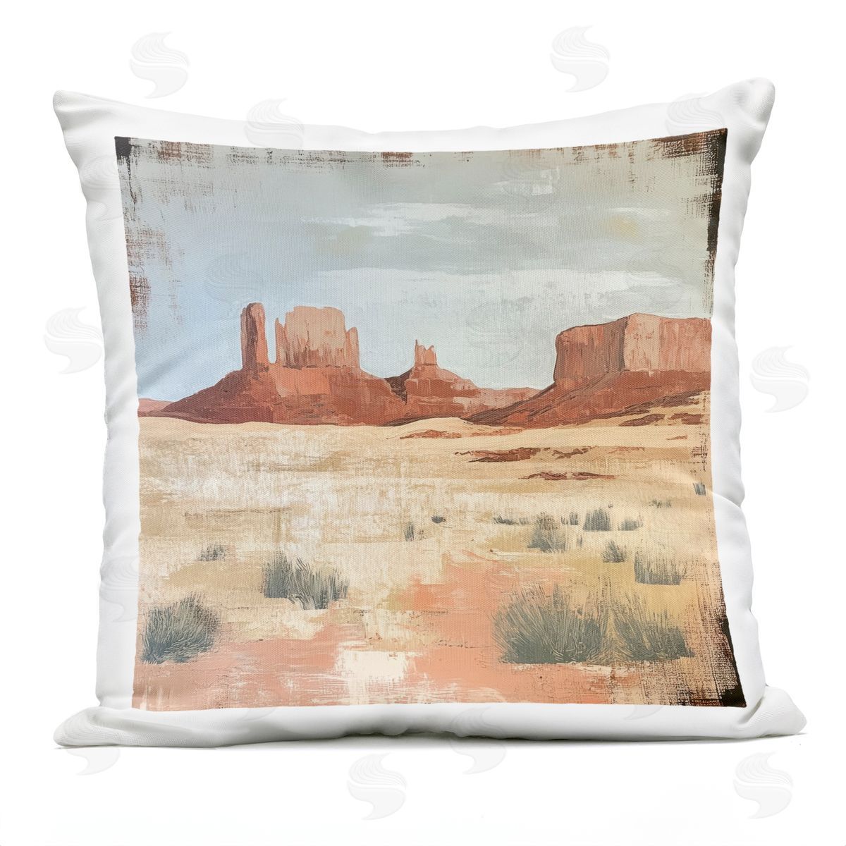 Petal Prints Design Desert Postcard Mesa Plush Polyester Art Print Pillow