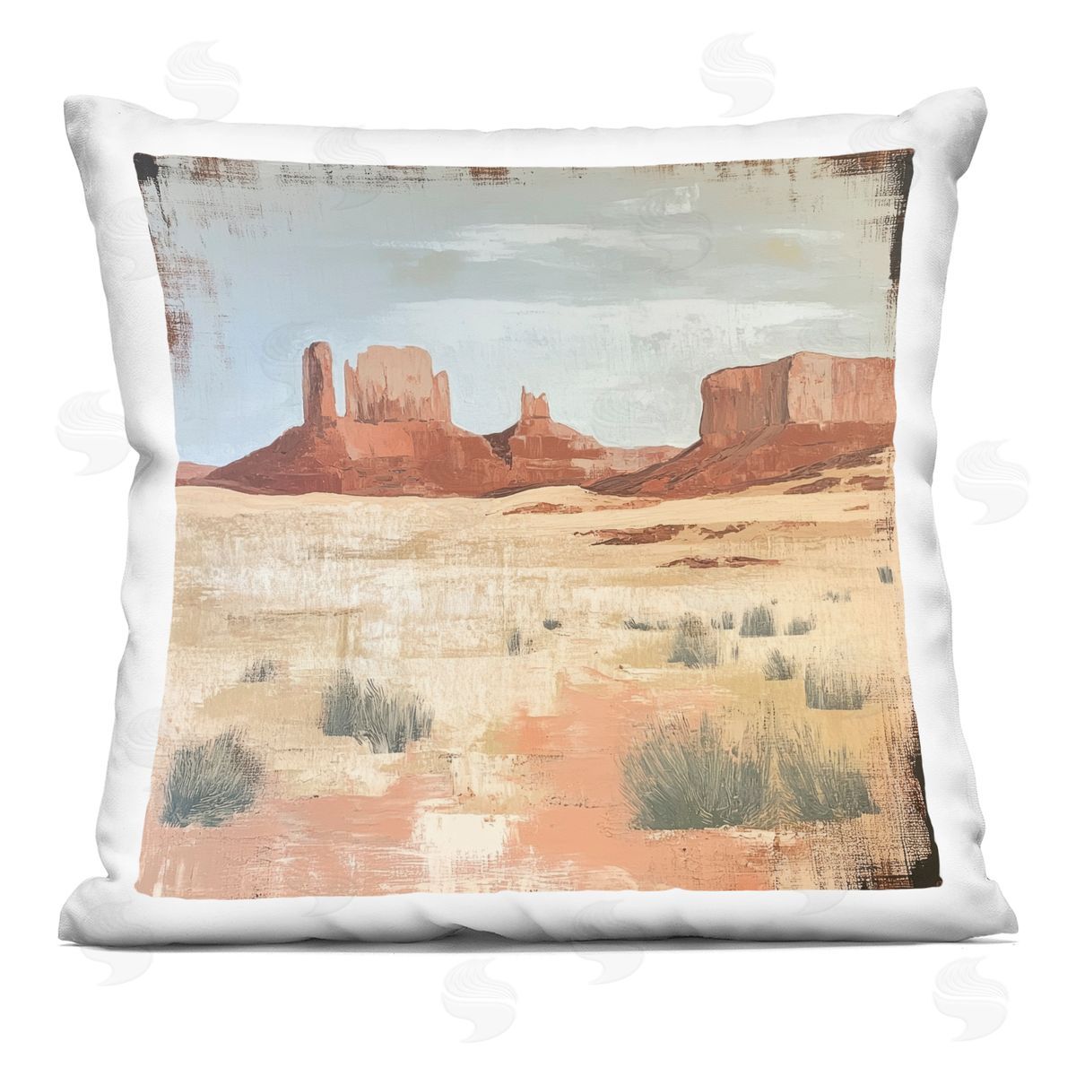 Petal Prints Design Desert Postcard Mesa Plush Polyester Art Print Pillow