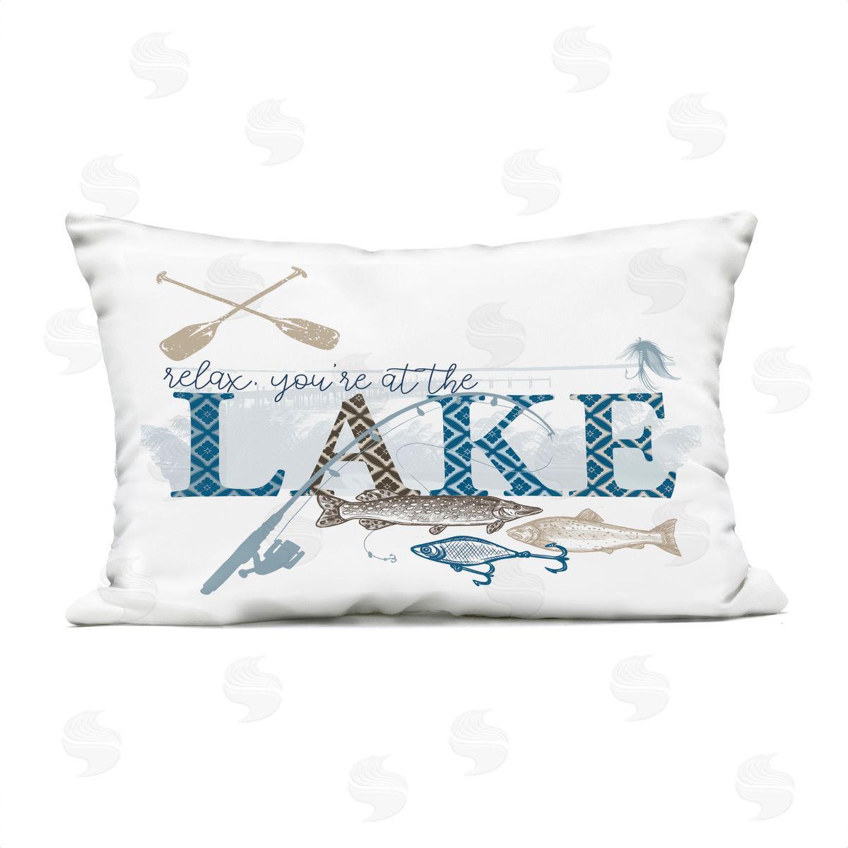 Kim Allen Always Better Lake Fishing Plush Polyester Art Print Pillow