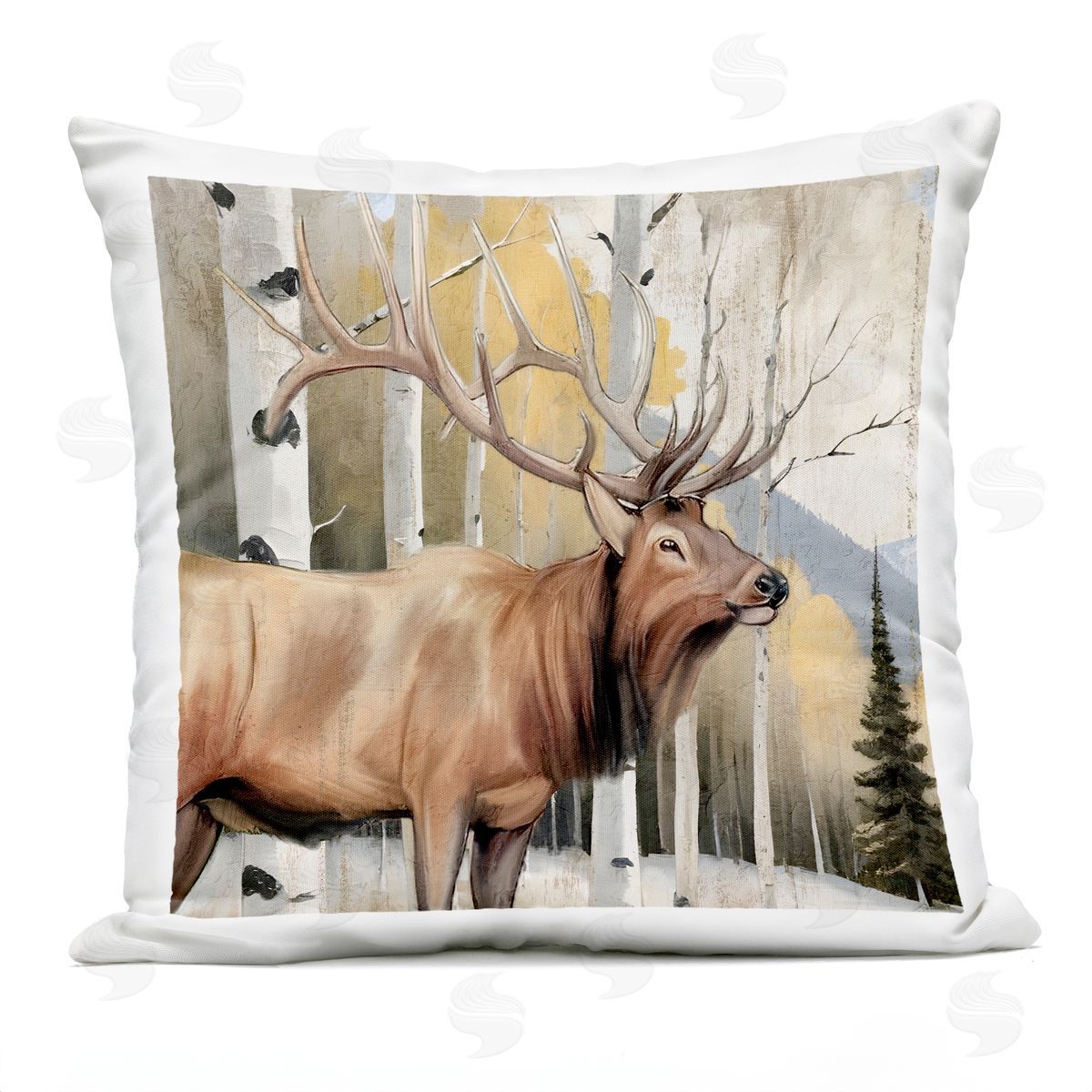 Kim Allen Mountain Walk Elk Forest Plush Polyester Art Print Pillow
