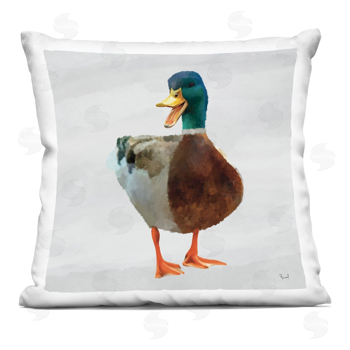 Renel Peters Squawking Duck Portrait Plush Polyester Art Print Pillow