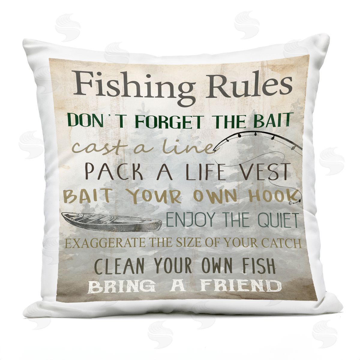 Kim Allen Fishing Rules Rustic List Plush Polyester Art Print Pillow