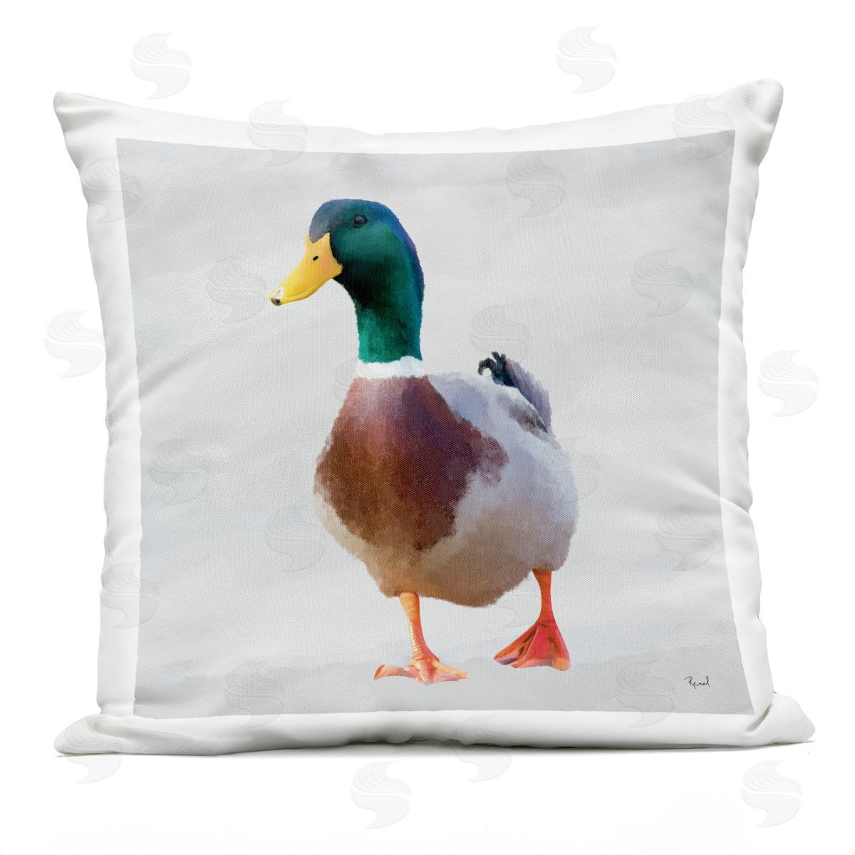 Renel Peters Squawking Mallard Duck Plush Polyester Art Print Pillow