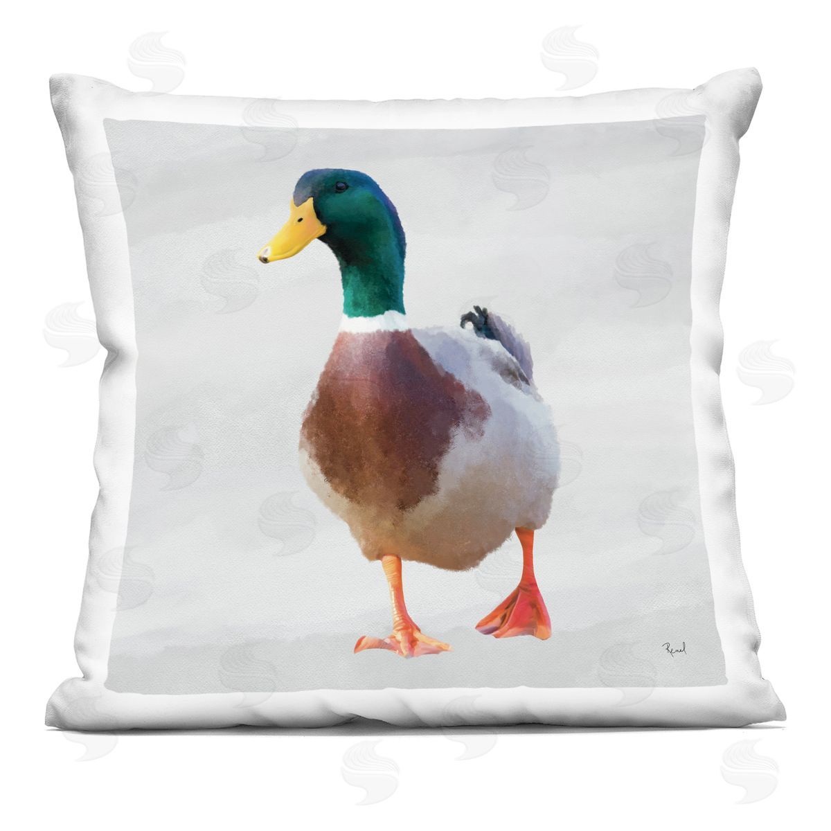 Renel Peters Squawking Mallard Duck Plush Polyester Art Print Pillow