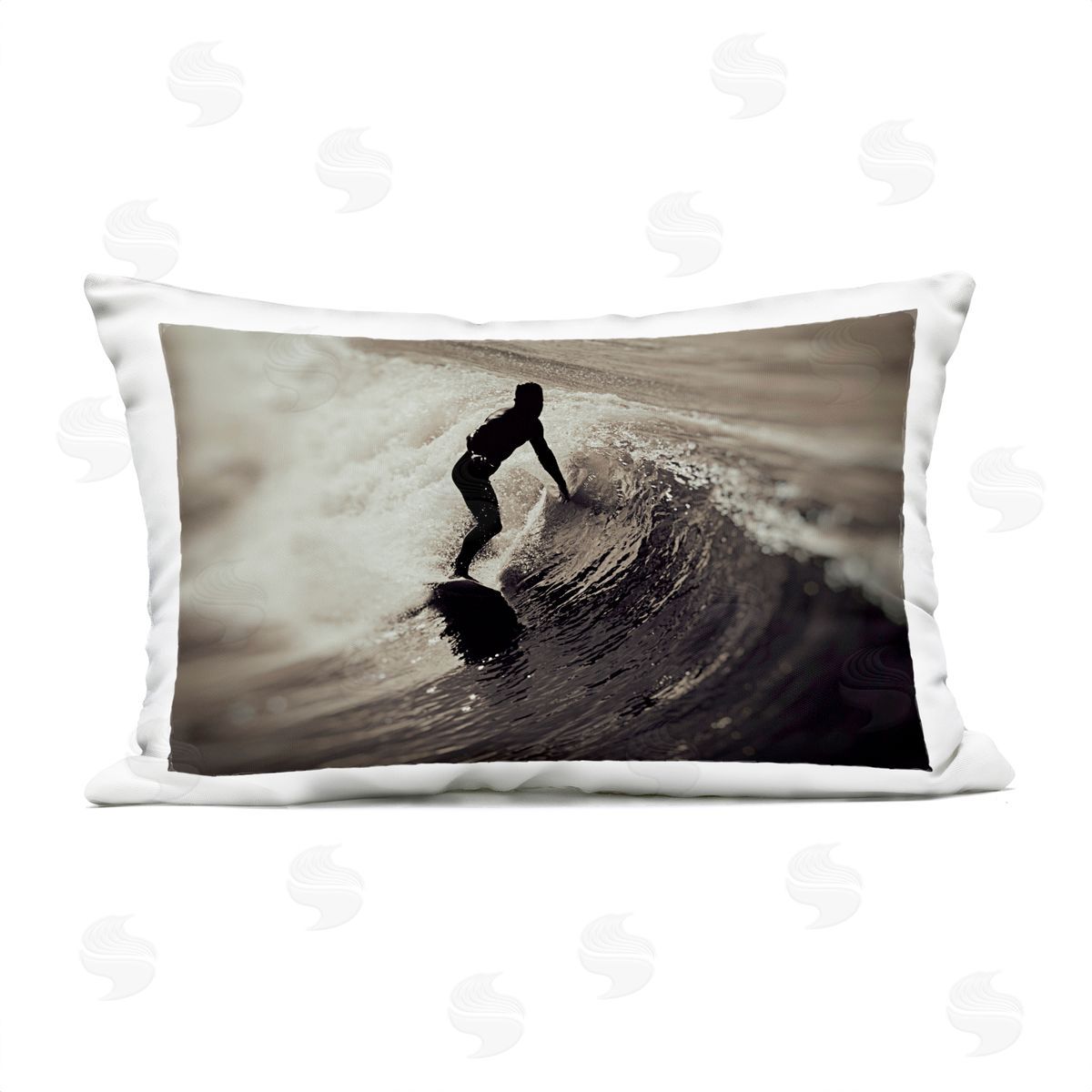 Norm Stelfox Surfer's Wave Splash Plush Polyester Art Print Pillow