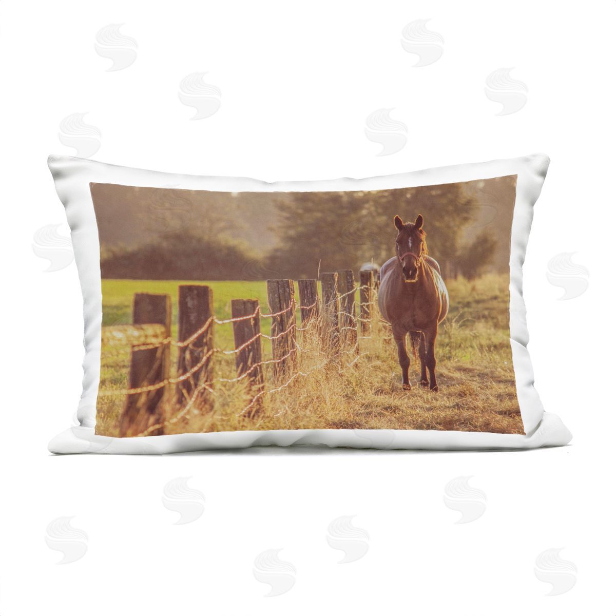 Norm Stelfox Horse's Farm at Dawn Plush Polyester Art Print Pillow