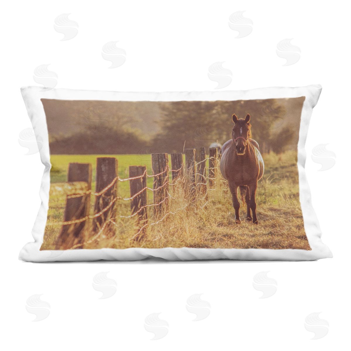 Norm Stelfox Horse's Farm at Dawn Plush Polyester Art Print Pillow
