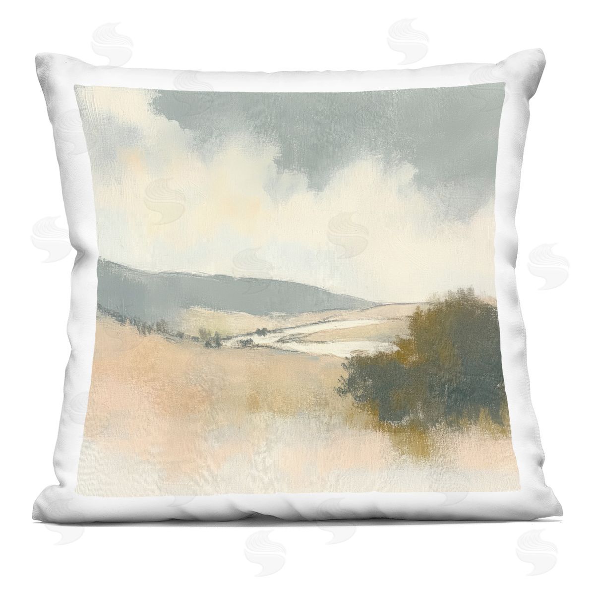 Mona Grace Land Of Strokes Scenery Plush Polyester Art Print Pillow