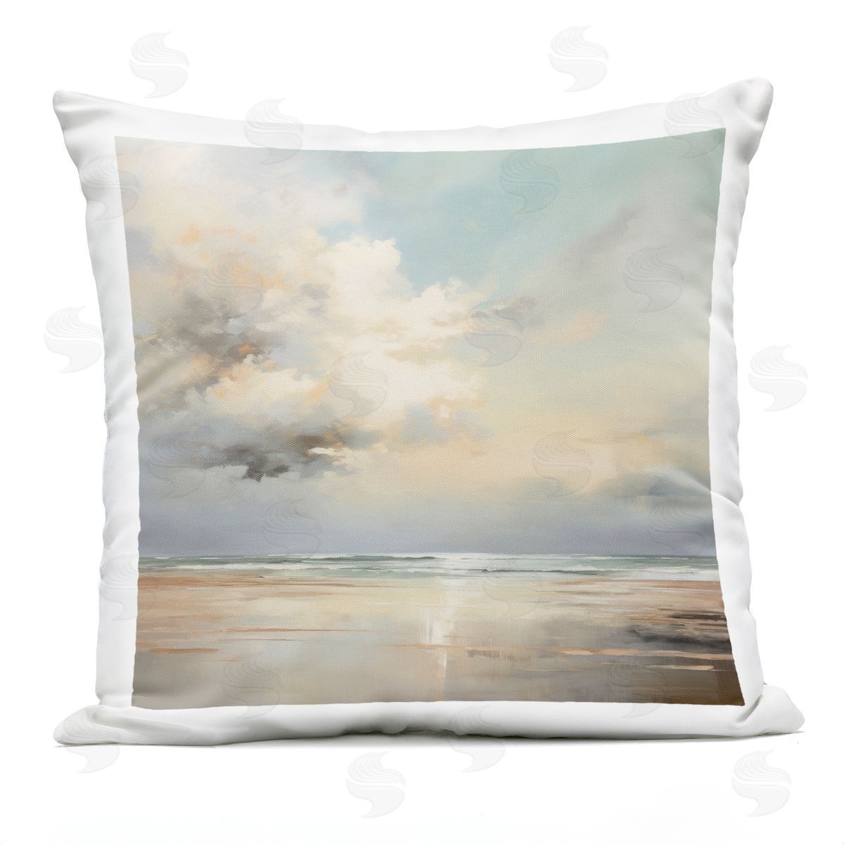 Raymond Powers Tranquil Blue Shores Plush Polyester Art Print Pillow