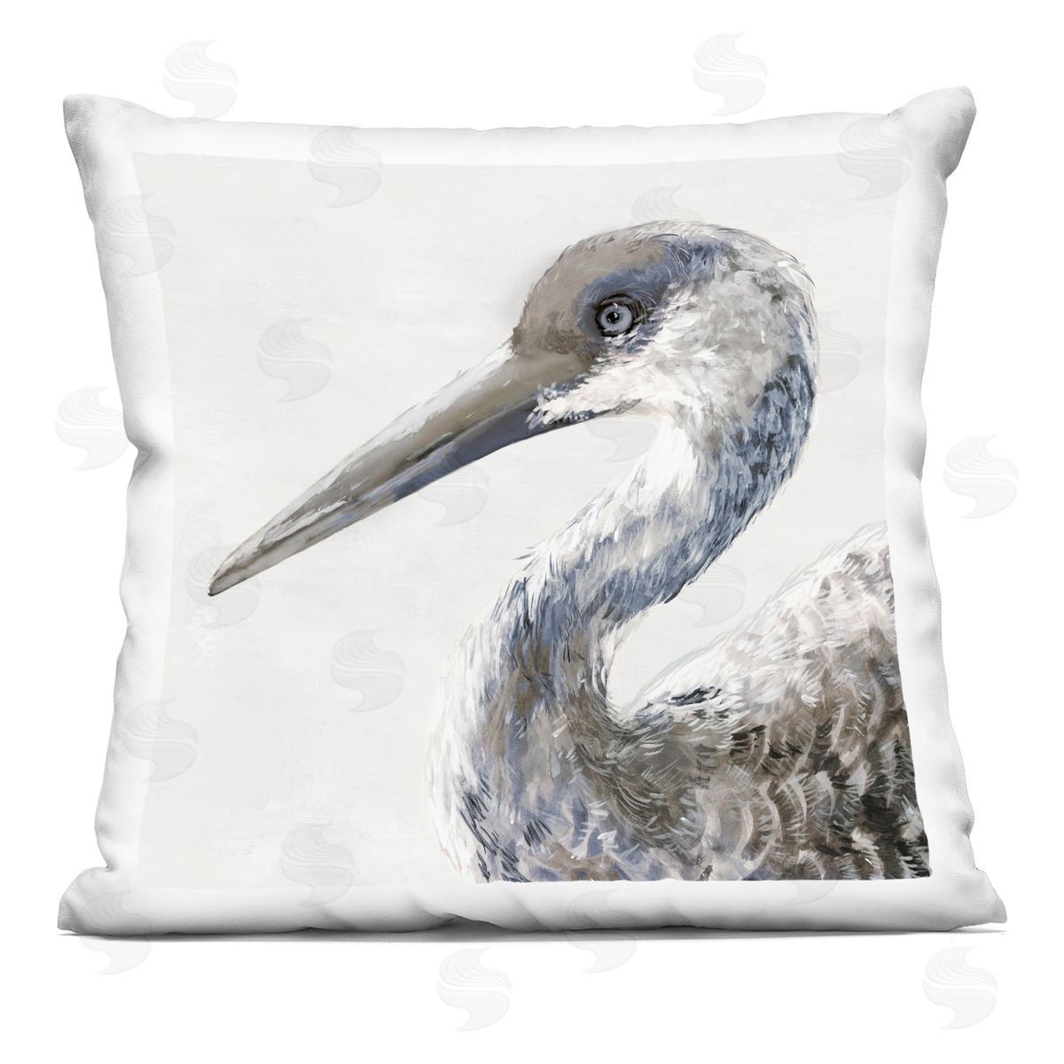 Jacob Q Sand Crane Portrait Plush Polyester Art Print Pillow