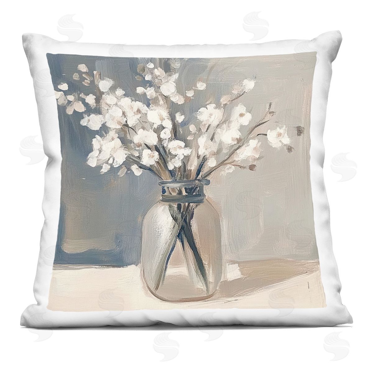 Mona Grace Petals In Glass Vase Plush Polyester Art Print Pillow