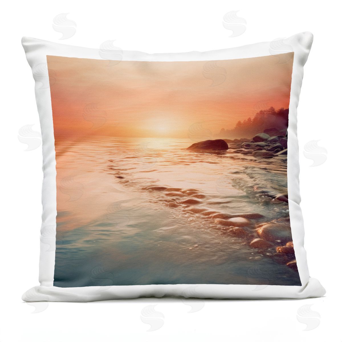 Lazar Studio Sunset Melodies at Sea Plush Polyester Art Print Pillow
