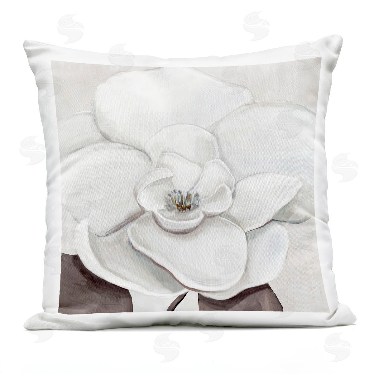 Hannah Dawson Elegant Magnolia Bloom Plush Polyester Art Print Pillow