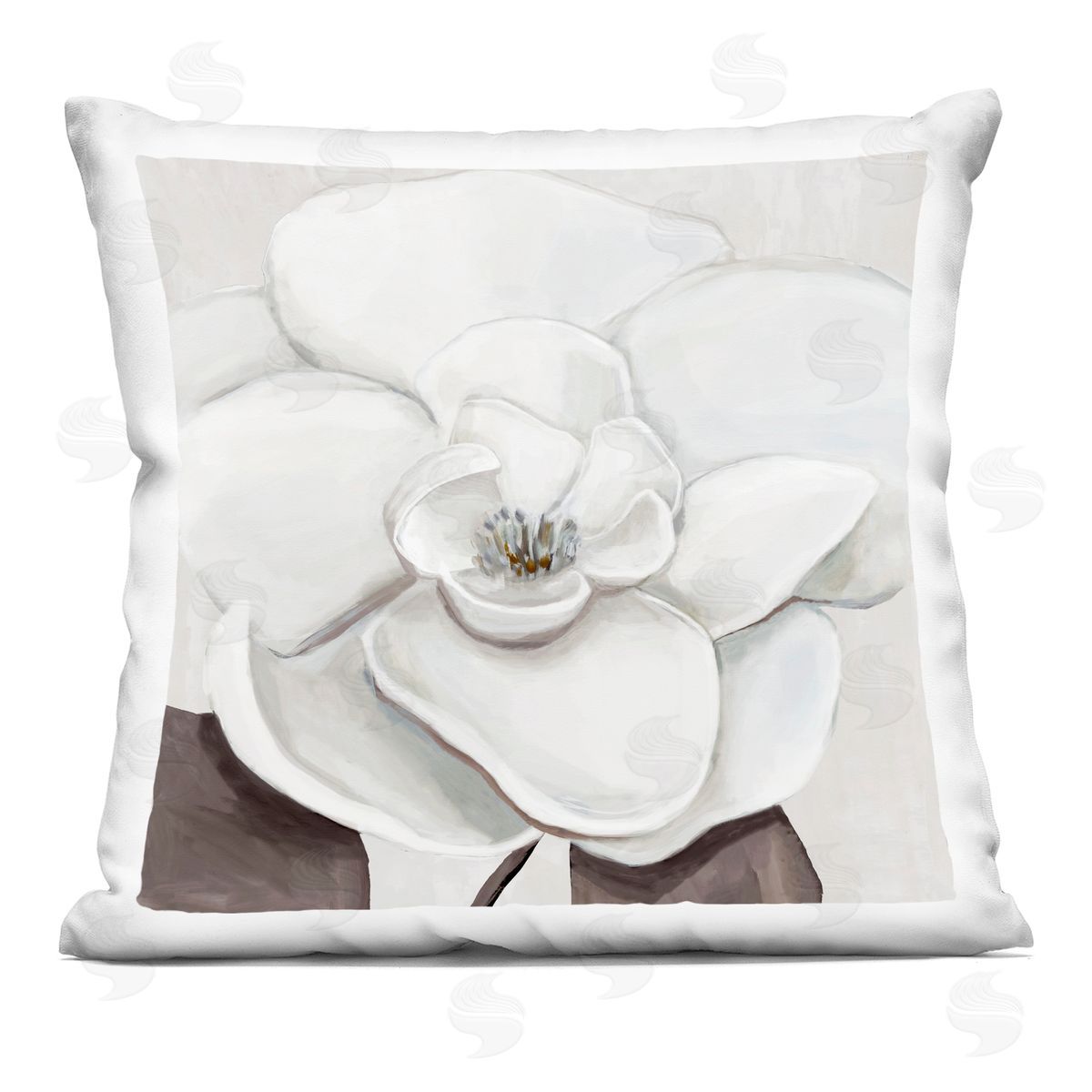 Hannah Dawson Elegant Magnolia Bloom Plush Polyester Art Print Pillow