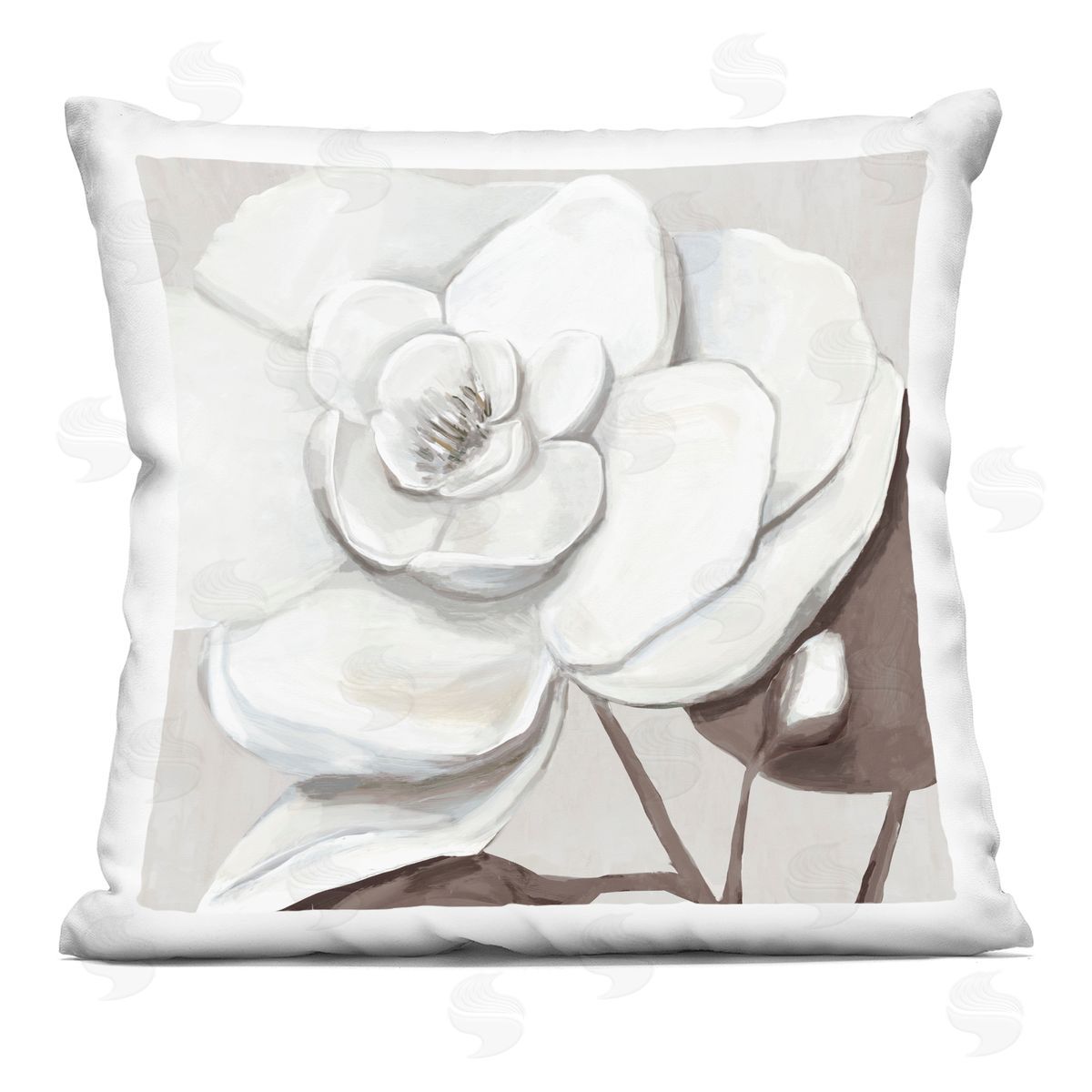 Hannah Dawson Elegant White Blooms Plush Polyester Art Print Pillow