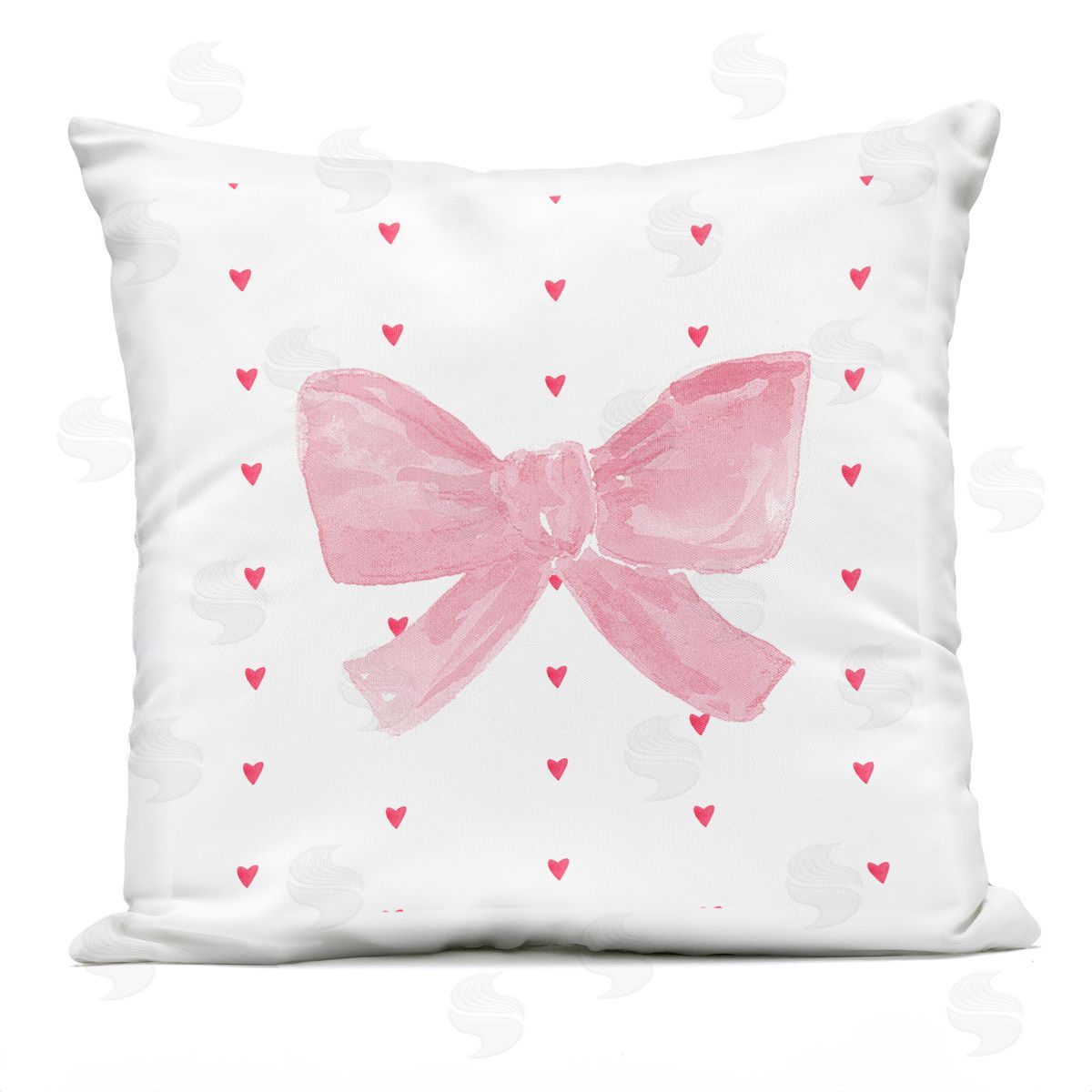 Lucille Price Pink Bow on Hearts Plush Polyester Art Print Pillow