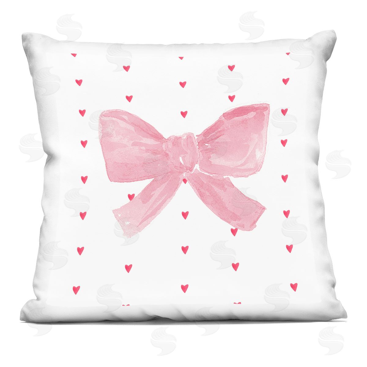 Lucille Price Pink Bow on Hearts Plush Polyester Art Print Pillow