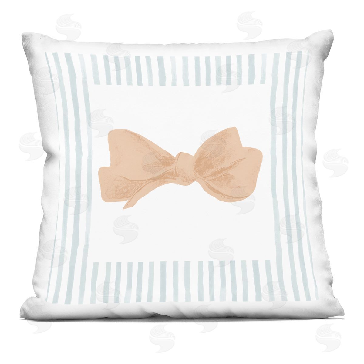 PATRICIA PINTO Pastel Bow in Striped Border Plush Polyester Art Print Pillow