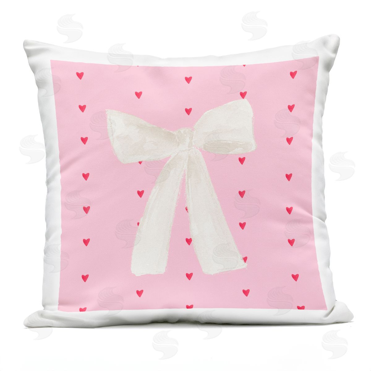 Lucille Price White Bow on Hearts Plush Polyester Art Print Pillow