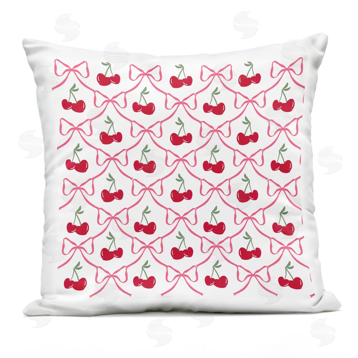Lucille Price Cute Cherries & Bows Pattern Plush Polyester Art Print Pillow