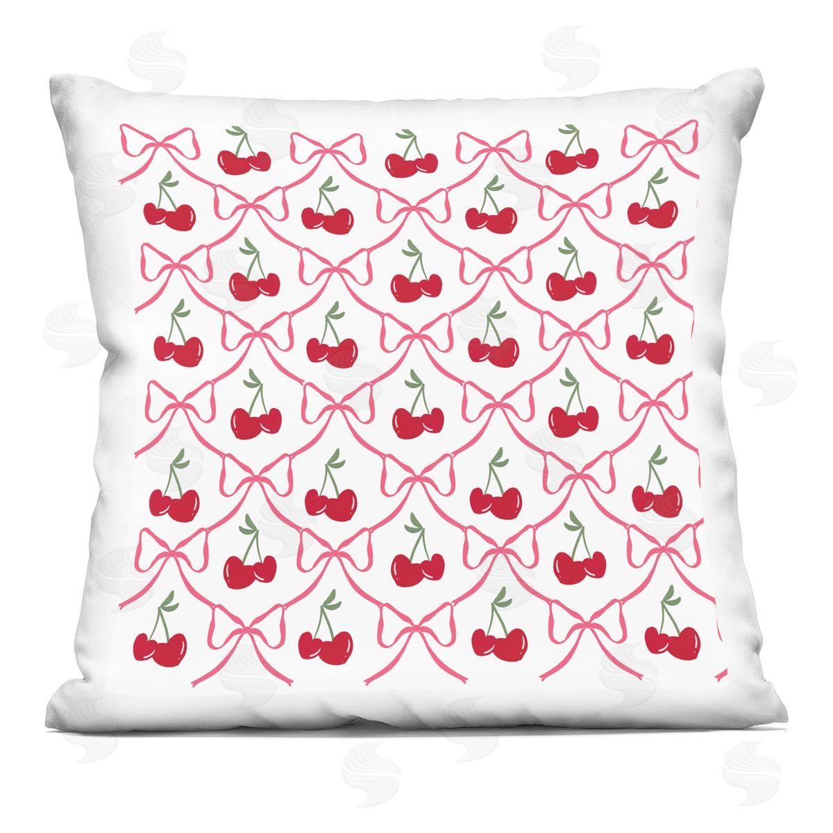 Lucille Price Cute Cherries & Bows Pattern Plush Polyester Art Print Pillow