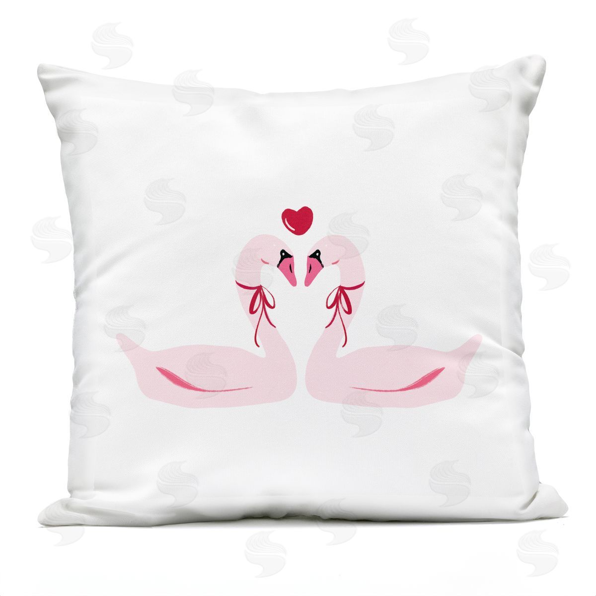 Lucille Price Romantic Love Swans Plush Polyester Art Print Pillow