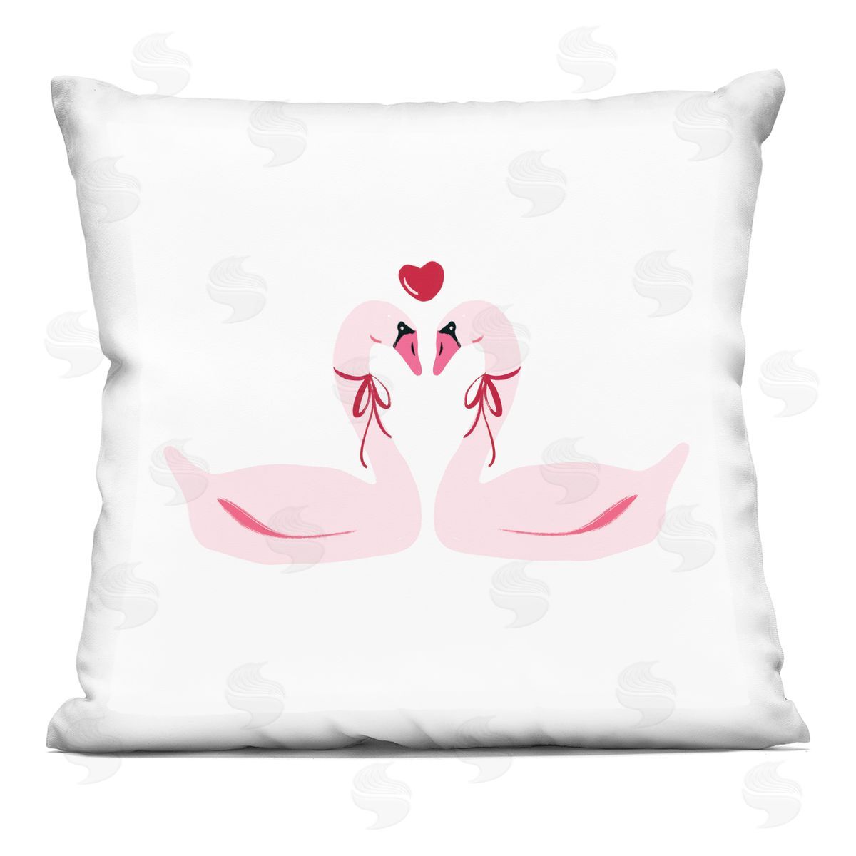Lucille Price Romantic Love Swans Plush Polyester Art Print Pillow