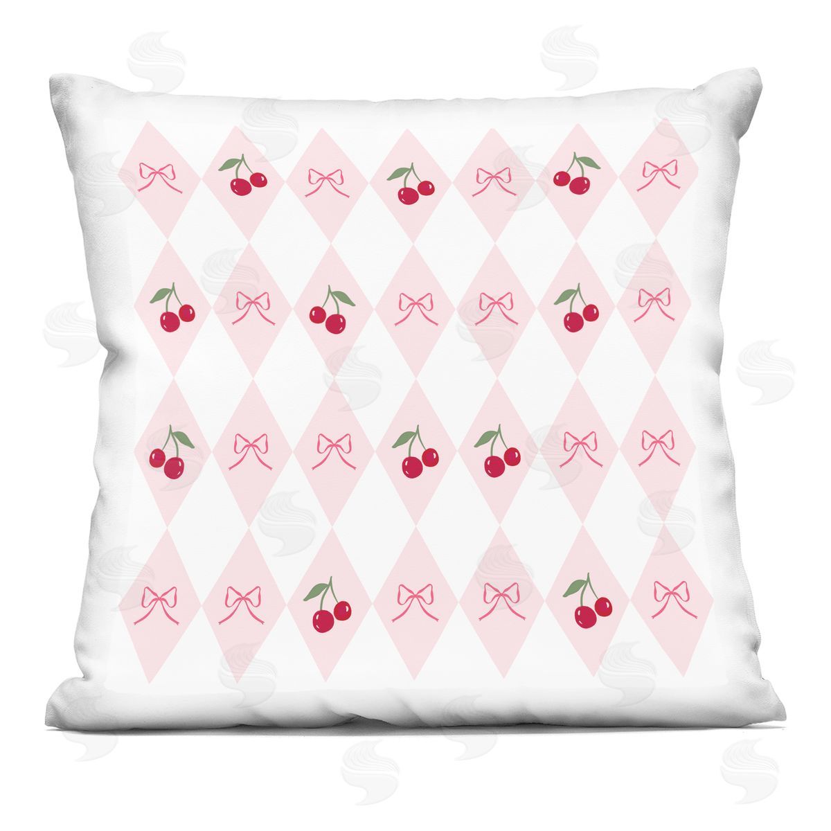 Lucille Price Cherries & Bows Argyle Plush Polyester Art Print Pillow