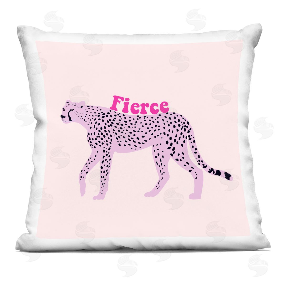 Ashley Singleton Fierce Cheetah on Pink Plush Polyester Art Print Pillow