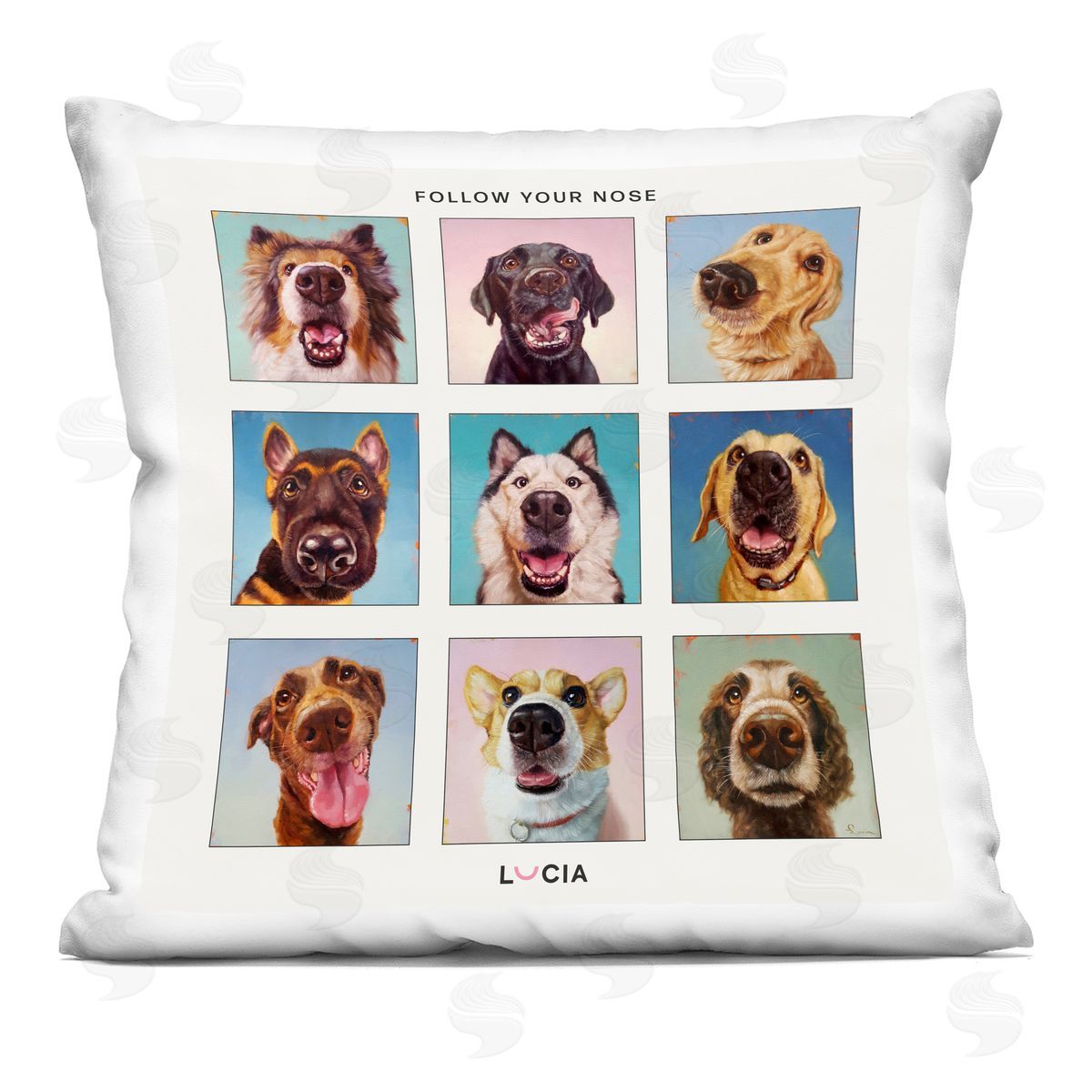 Lucia Heffernan Follow Your Nose Dogs Plush Polyester Art Print Pillow