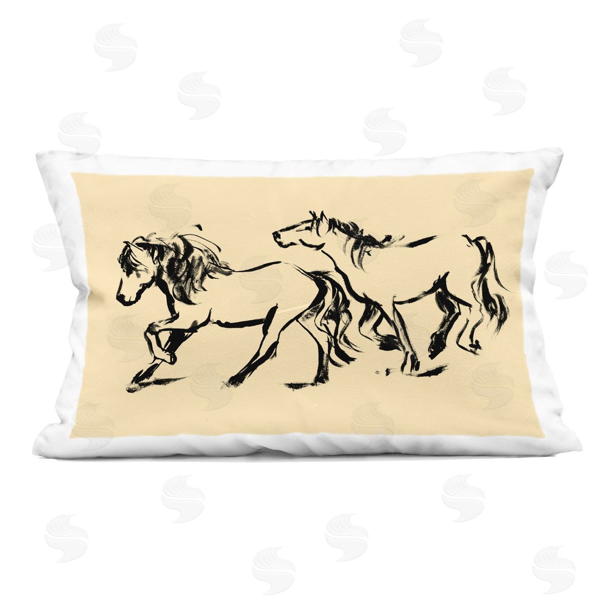 Victoria Barnes Horses in Motion Gallop Plush Polyester Art Print Pillow