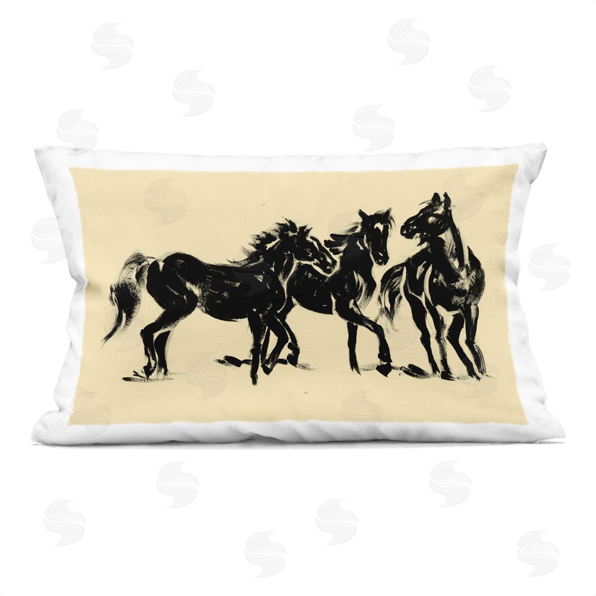 Victoria Barnes Horses in Motion Study Plush Polyester Art Print Pillow