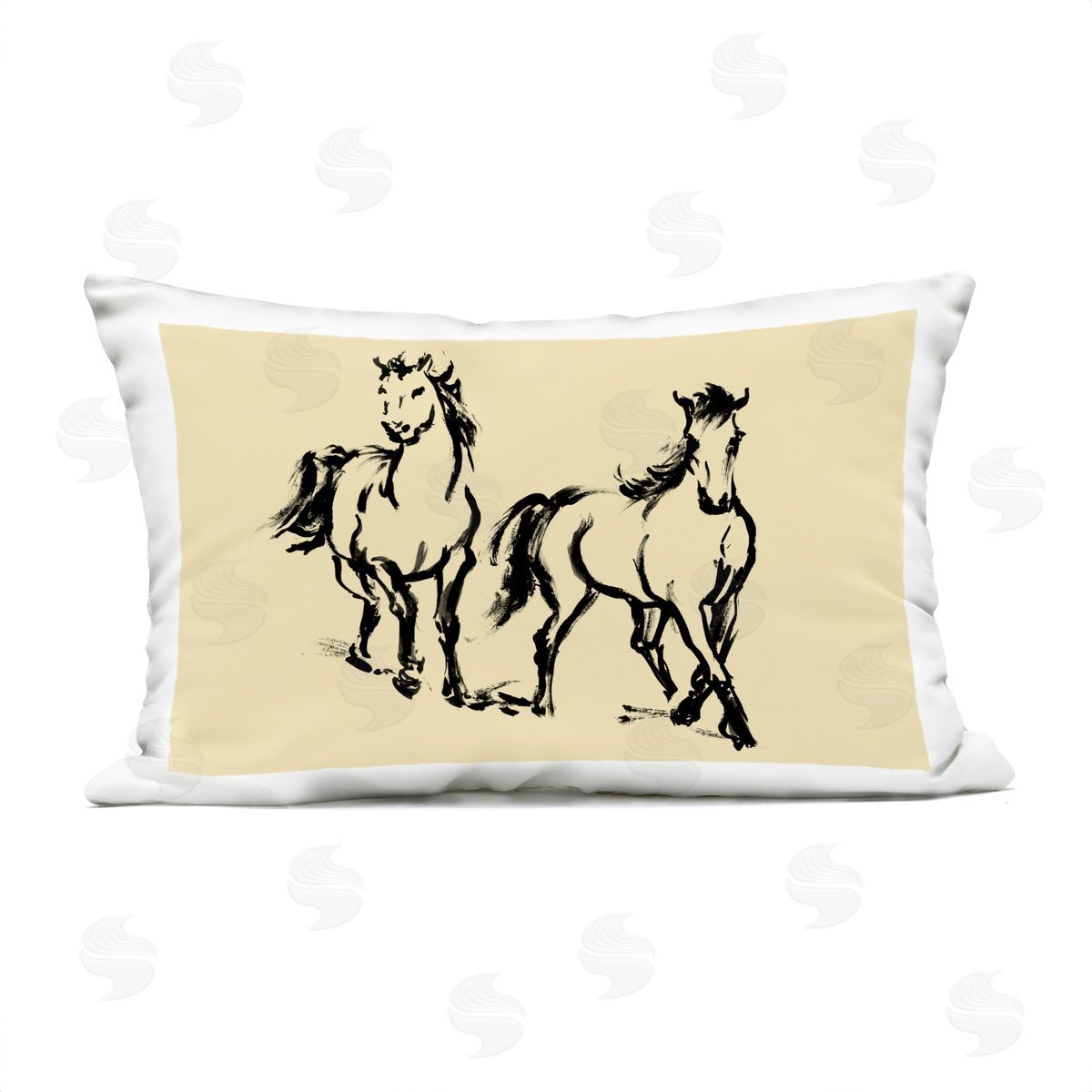Victoria Barnes Horses in Motion Gesture Plush Polyester Art Print Pillow