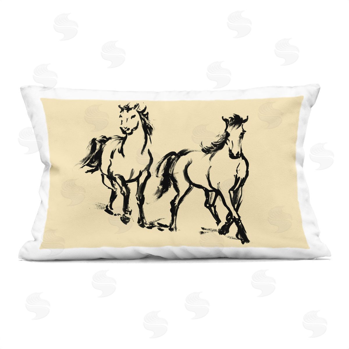 Victoria Barnes Horses in Motion Gesture Plush Polyester Art Print Pillow