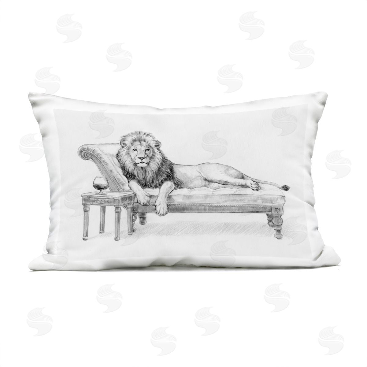 Victoria Barnes Lounging Beast Lion Plush Polyester Art Print Pillow