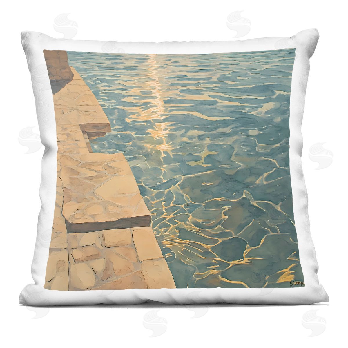 Walker Noble Sunlit Pool Reflection Plush Polyester Art Print Pillow