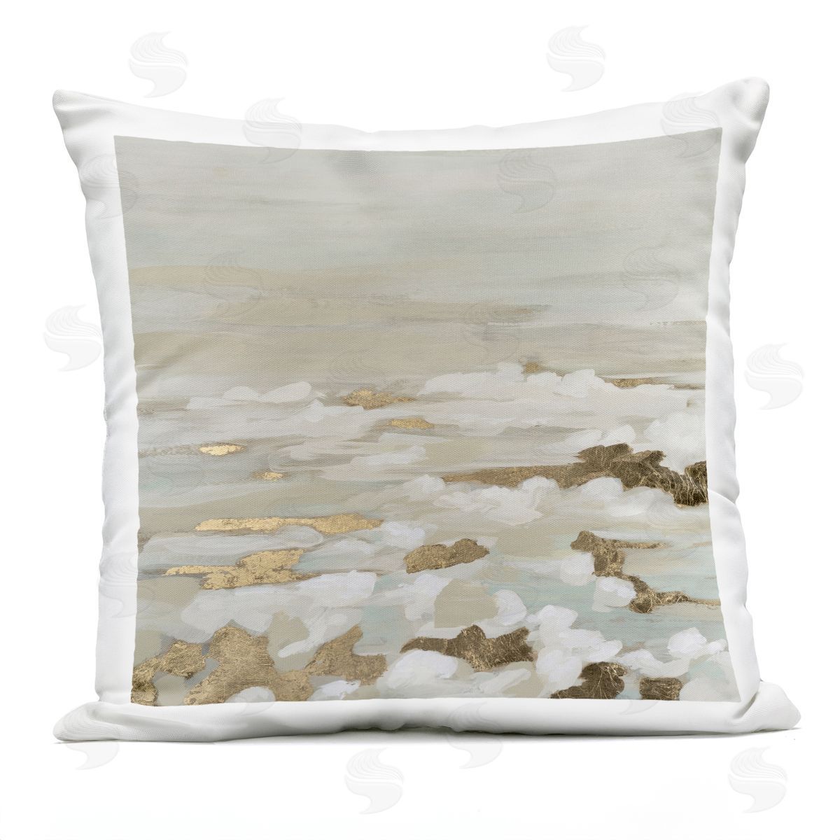 June Erica Vess Gilded Surf Abstract Waves Plush Polyester Art Print Pillow