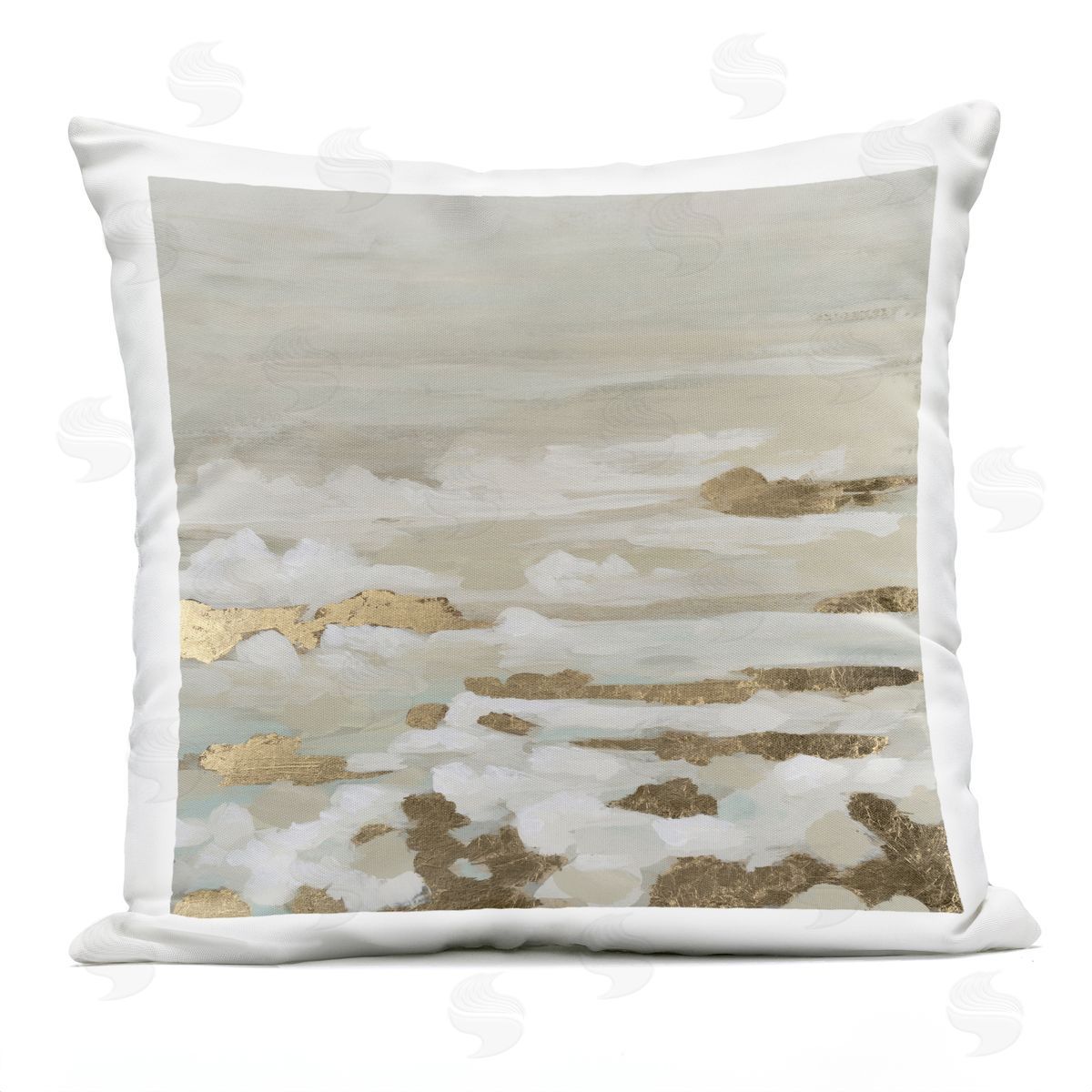 June Erica Vess Gilded Surf Abstract Waves Plush Polyester Art Print Pillow