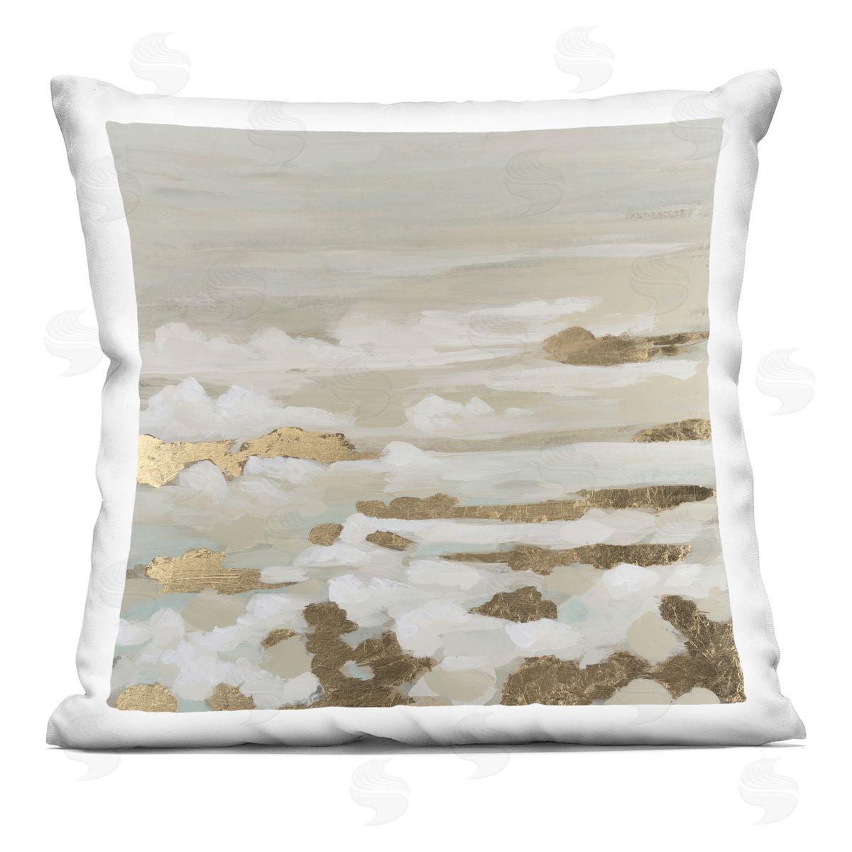 June Erica Vess Gilded Surf Abstract Waves Plush Polyester Art Print Pillow