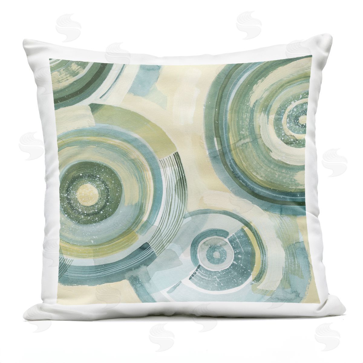 Grace Popp Yellow Passiflora Circles Plush Polyester Art Print Pillow