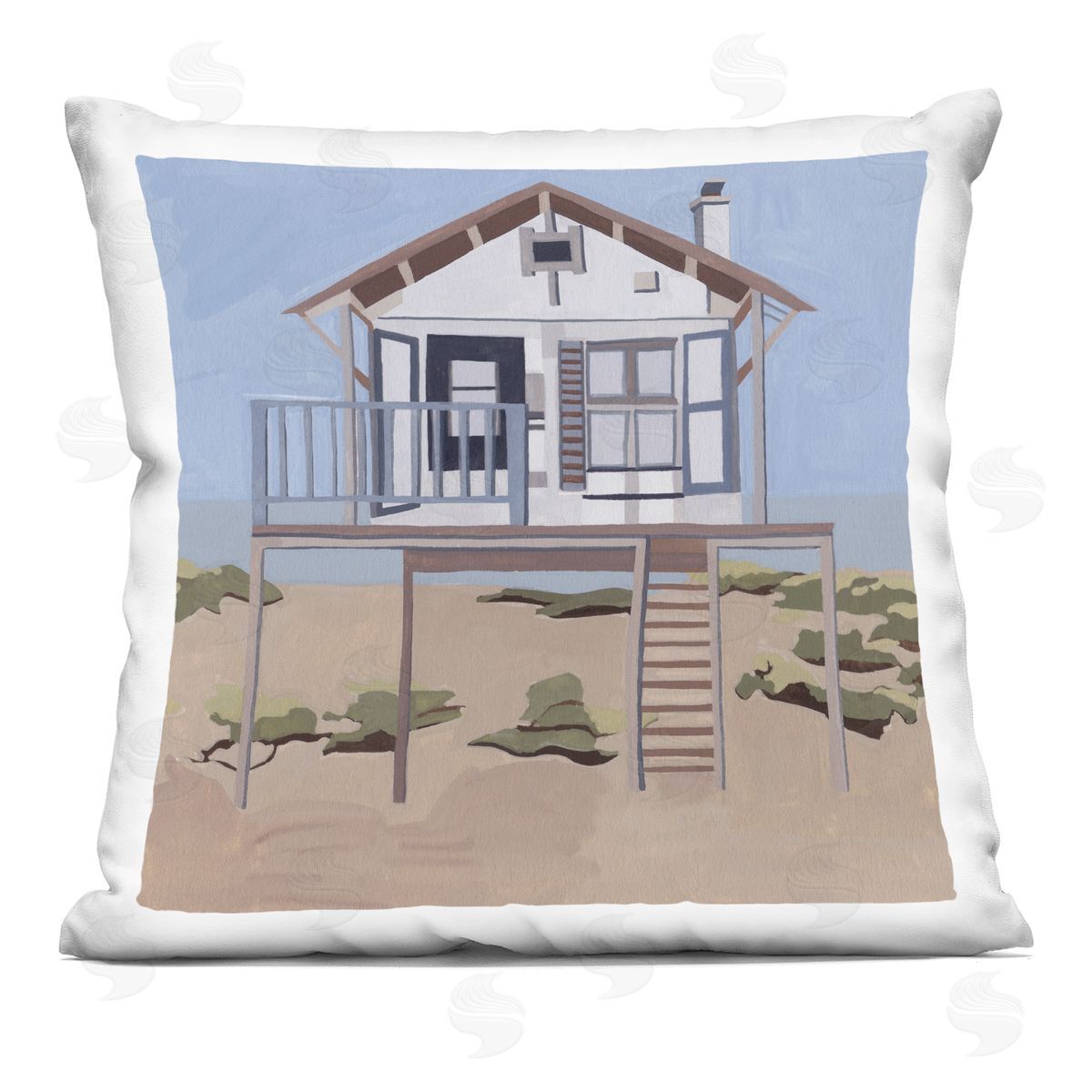 Melissa Wang Silent Shores Beach House Plush Polyester Art Print Pillow