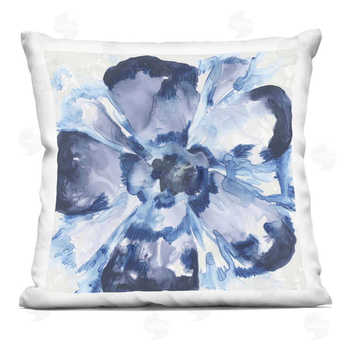 June Erica Vess Blue Glass Flower Plush Polyester Art Print Pillow