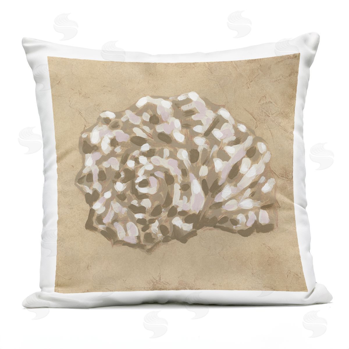 June Erica Vess Earthy Tone Seashell Plush Polyester Art Print Pillow